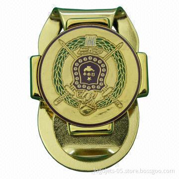 Brass Money Clip with Gold-plated Finish, Customized Designs and Logos are Accepted